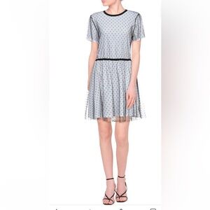 RED Valentin fit&flare t-shirt dress, black polka dot mesh over white jersey